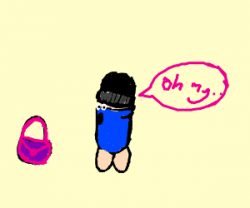 Hobo with butt legs is surprised by handbag - drawing by [deleted]