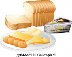 Vector Illustration - Sliced bread with cheese and butter. Stock ...