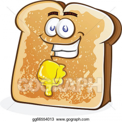 Vector Clipart - Buttered toast cartoon character. Vector ...