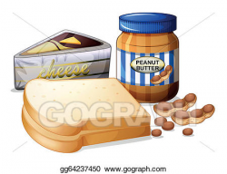 Vector Illustration - Sliced bread with cheese and butter. Stock ...