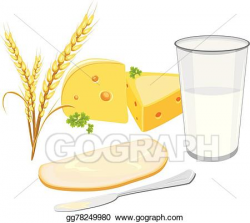 Vector Art - Milk, white bread and cheese. Clipart Drawing ...