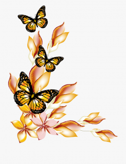 Butterfly Flowers And Borders Transprent Png Free - Border ...