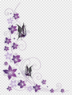 Purple and pink flower frame , Butterfly , butterfly border ...