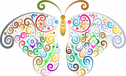 Prismatic Floral Flourish Butterfly Silhouette No Background Icons ...