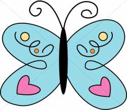 cute butterfly clipart blue butterfly with pink hearts butterfly ...