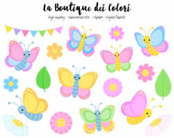 Pastel Butterfly Clipart, Cute Graphics PNG, Spring Bugs, garden ...