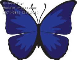 Royalty Free Clipart Illustration of a Dark Blue Butterfly