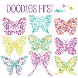 Dainty Butterfly Doodles Clip Art for Scrapbooking Card Making