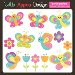 Butterfly Clipart - beautiful pastel colored butterflies and flowers ...
