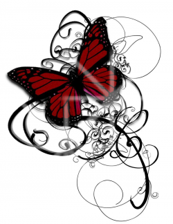 Temporary tattoo gothic tattoo butterfly tattoo swirls deep reds and ...