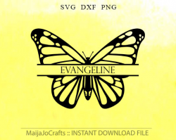 butterfly monogram SVG DXF monogram frames instant download svg ...