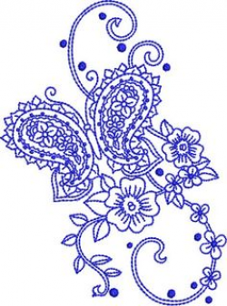 Bluework Paisley Butterfly Embroidery Design | Paisley embroidery ...