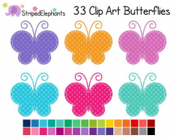 Butterfly Clip Art Polka Dots - Butterflies Clipart - Girly Clip Art ...