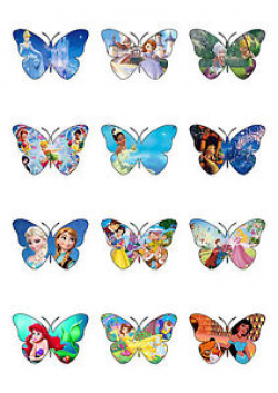 Mixed Disney Princess Frozen Butterfly Shaped Edible Wafer Paper ...