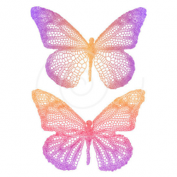 Butterfly clip art with detailed wings, digital clipart, drawing ...