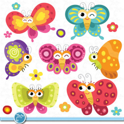 Butterflies Floral Clipart ColorfulButterflies design