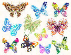 Digital Butterfly Clip Art Colorful Butterfly Clipart Digital