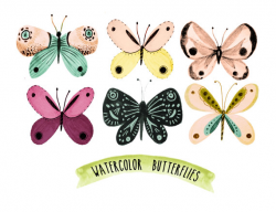 Butterfly clipart, spring clipart, wreath clipart, watercolor floral ...