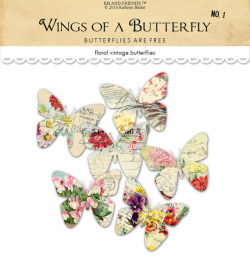 Digital vintage floral butterflies clipart / romantic ephemera ...