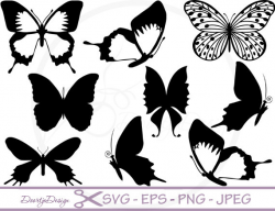 Silhouette Digital Clipart Butterflies, Clipart Butterflies SVG ...