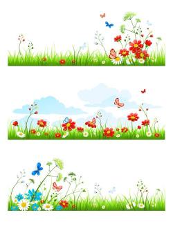 Summer flower with butterflies nature elements vector 02 free ...