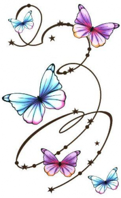 Butterfly with Swirls Large Temporary Body Art Tattoos 7