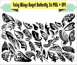 Fairy Wings Angel Butterfly Silhouette Vector Clipart PNG EPS