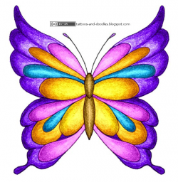 Tattoos and doodles: Colorful butterfly