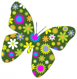 Retro Floral Butterfly Clipart - Design Droide