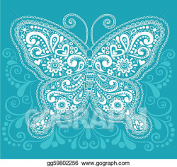 Clip Art Vector - Butterfly henna / mehndi paisley. Stock EPS ...