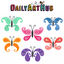 Butterfly Paisley Clip Art Set