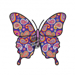 Blue Paisley Butterfly Decal - Colorful Car Decal Vinyl Bumper Sticker  Hippie Boho Laptop Decal Pink Blue Yellow Green Cute Car Decal