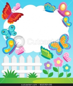 Butterfly theme frame 1 stock vector