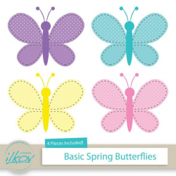 Basic Spring Butterflies Clipart for Digital by AmandaIlkov | 클립 ...