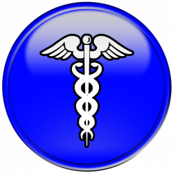 Caduceus medical symbol blue button clipart image - ipharmd.net