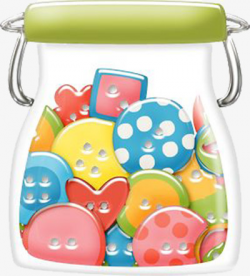 Cartoon Buttons Jar, Decorative Material, Button, Jar PNG Image and ...