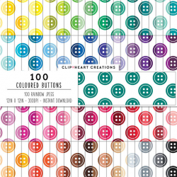 100 buttons digital paper cute digital paper buttons clipart paper ...