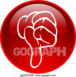 Drawing - Red thumb down button. Clipart Drawing gg54047648 - GoGraph