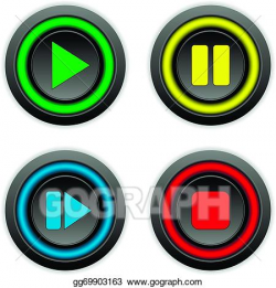 Vector Art - Play, pause, stop, forward buttons set. Clipart Drawing ...