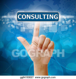 Clipart - Hand press on consulting button. Stock Illustration ...