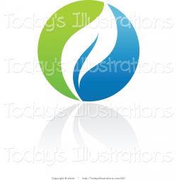 Clipart of a Blue and Green Organic and Ecology Leaf Circle Logo ...