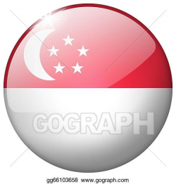 Stock Illustration - Singapore round glass button. Clipart ...