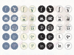 Social Media Icons, Business Vintage Icons- Facebook Twitter ...