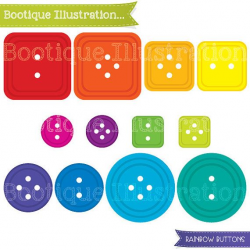 Buttons Digital Clipart. Rainbow Button Clipart Graphics in a range ...
