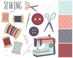 60% OFF SALE Sewing Digital Clipart Sewing Machine Clip Art Craft ...
