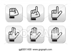 Vector Stock - Counting hand signs buttons. Clipart Illustration ...