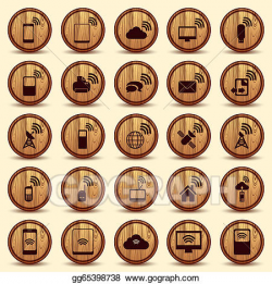 Vector Art - Wood wifi icons. mobile and wireless buttons. Clipart ...