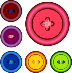 Clothes buttons icons collection various colored circles ornament ...