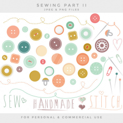 Vintage buttons clip art - sewing clipart thread needle handmade sew ...