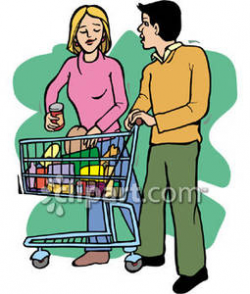 A Man and a Woman Shop Together In a Supermarket Royalty Free ...